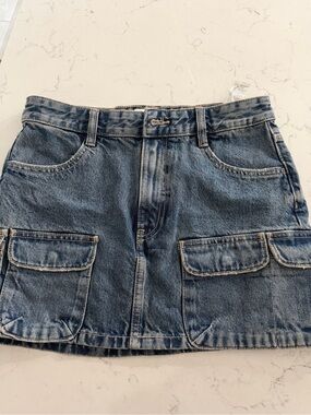 Zara Denim Cargo Pocket Mini Skirt - Blue